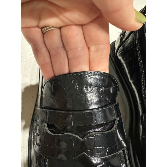 Just Fab Women’s Loafers Collette Paton Black 8 Chunky Alligator Grunge Goth - Picture 10 of 11